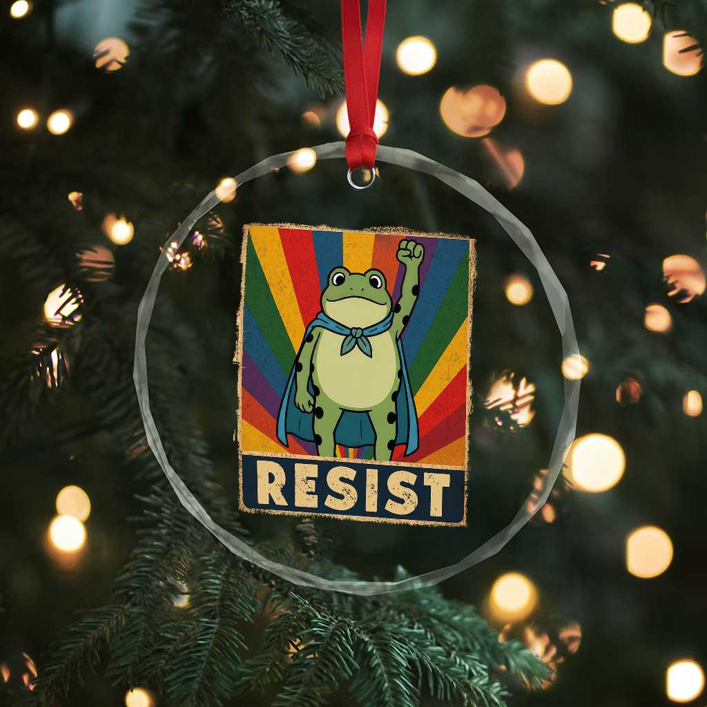 Rainbow Resist Frog Crystal Glass Ornament Portland Pride and Protest Resistance - Wonder Print Shop