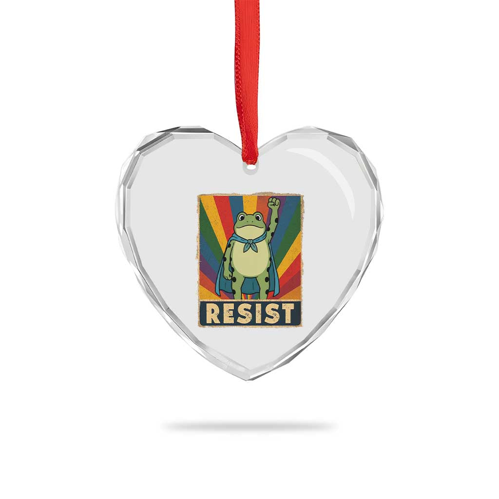 Rainbow Resist Frog Heart Crystal Glass Ornament Portland Pride and Protest Resistance - Wonder Print Shop
