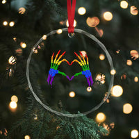 Rainbow Skeleton Heart Hands Crystal Glass Ornament LGBTQ Pride Support Graphic
