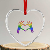Rainbow Skeleton Heart Hands Heart Crystal Glass Ornament LGBTQ Pride Support Graphic