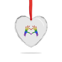 Rainbow Skeleton Heart Hands Heart Crystal Glass Ornament LGBTQ Pride Support Graphic