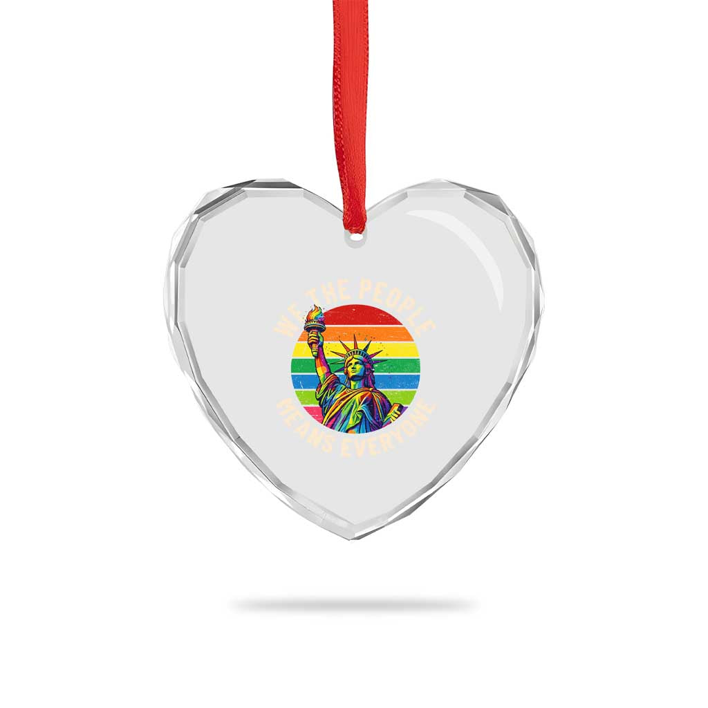 Rainbow Statue Of Liberty LGBTQ Pride Heart Crystal Glass Ornament We The People Means Everyone