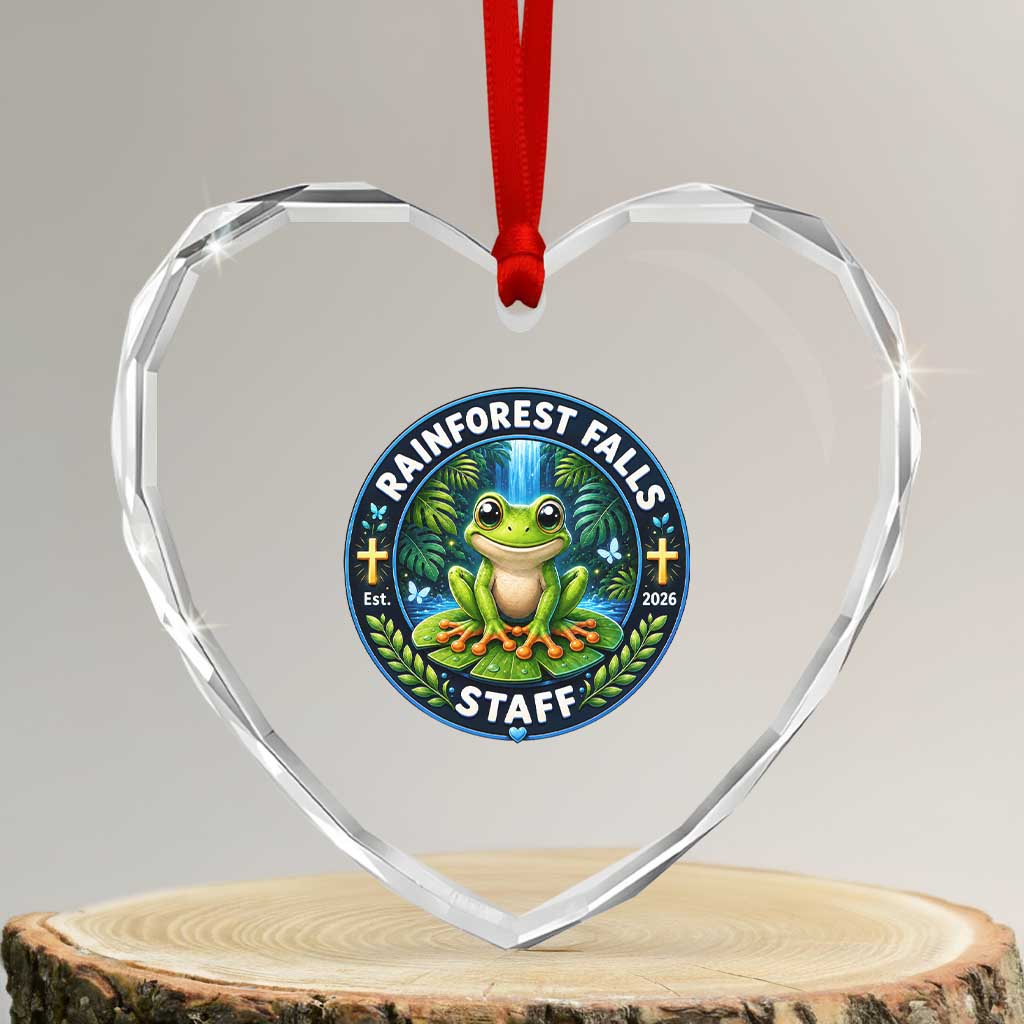Rainforest Falls Staff Heart Crystal Glass Ornament VBS 2026 Director Teacher