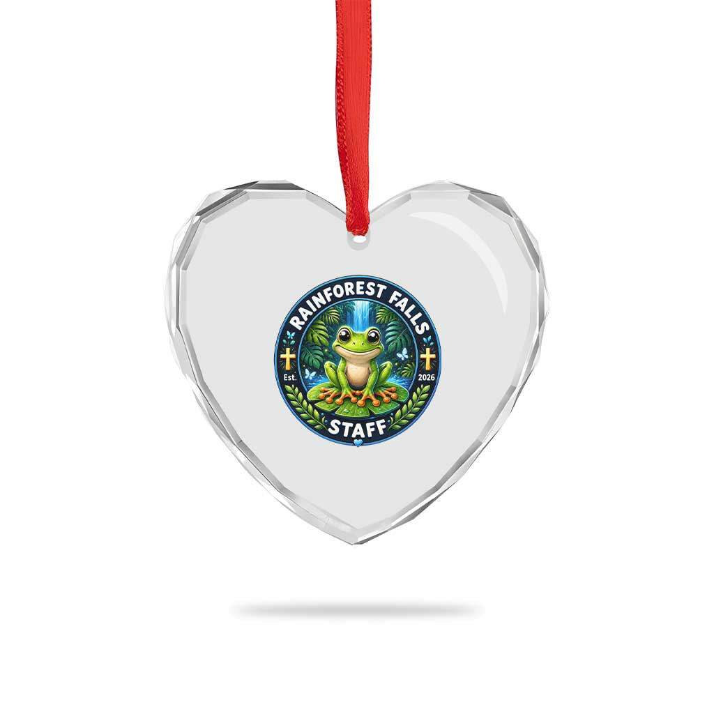 Rainforest Falls Staff Heart Crystal Glass Ornament VBS 2026 Director Teacher