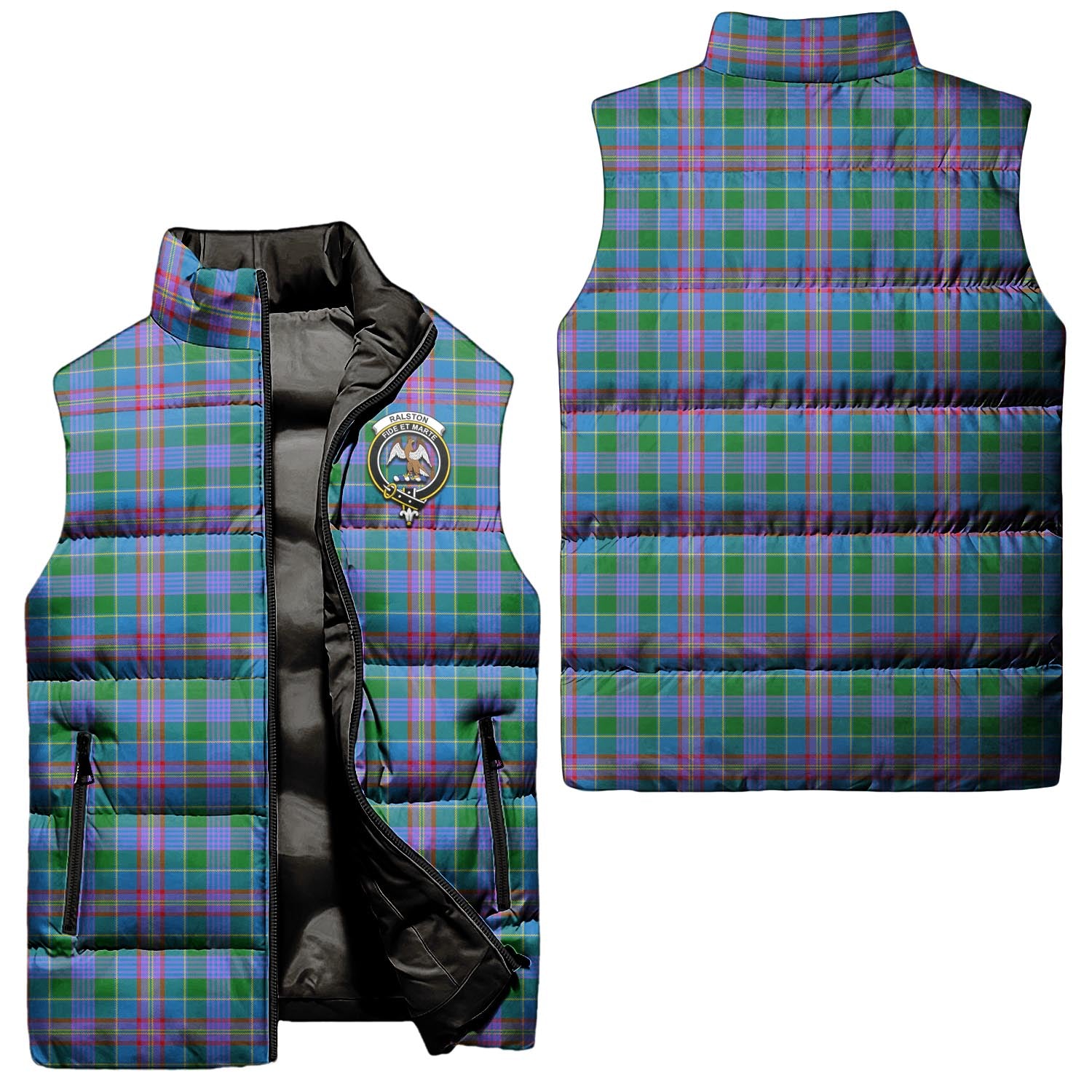 ralston-clan-puffer-vest-family-crest-plaid-sleeveless-down-jacket