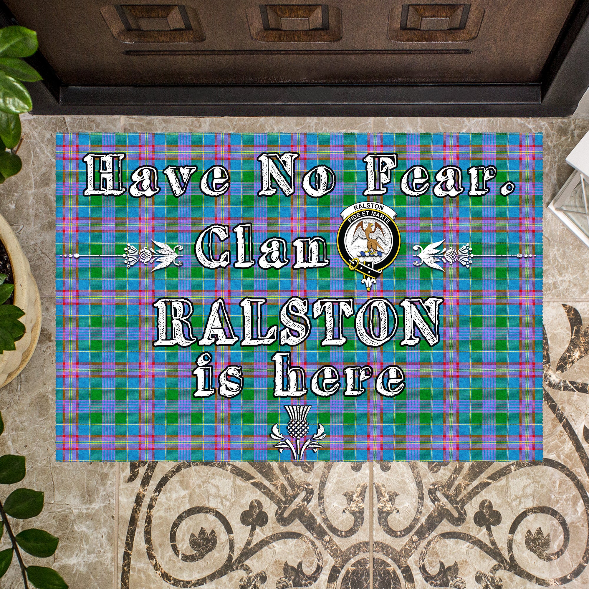 ralston-clan-tartan-door-mat-family-crest-have-no-fear-tartan-door-mat