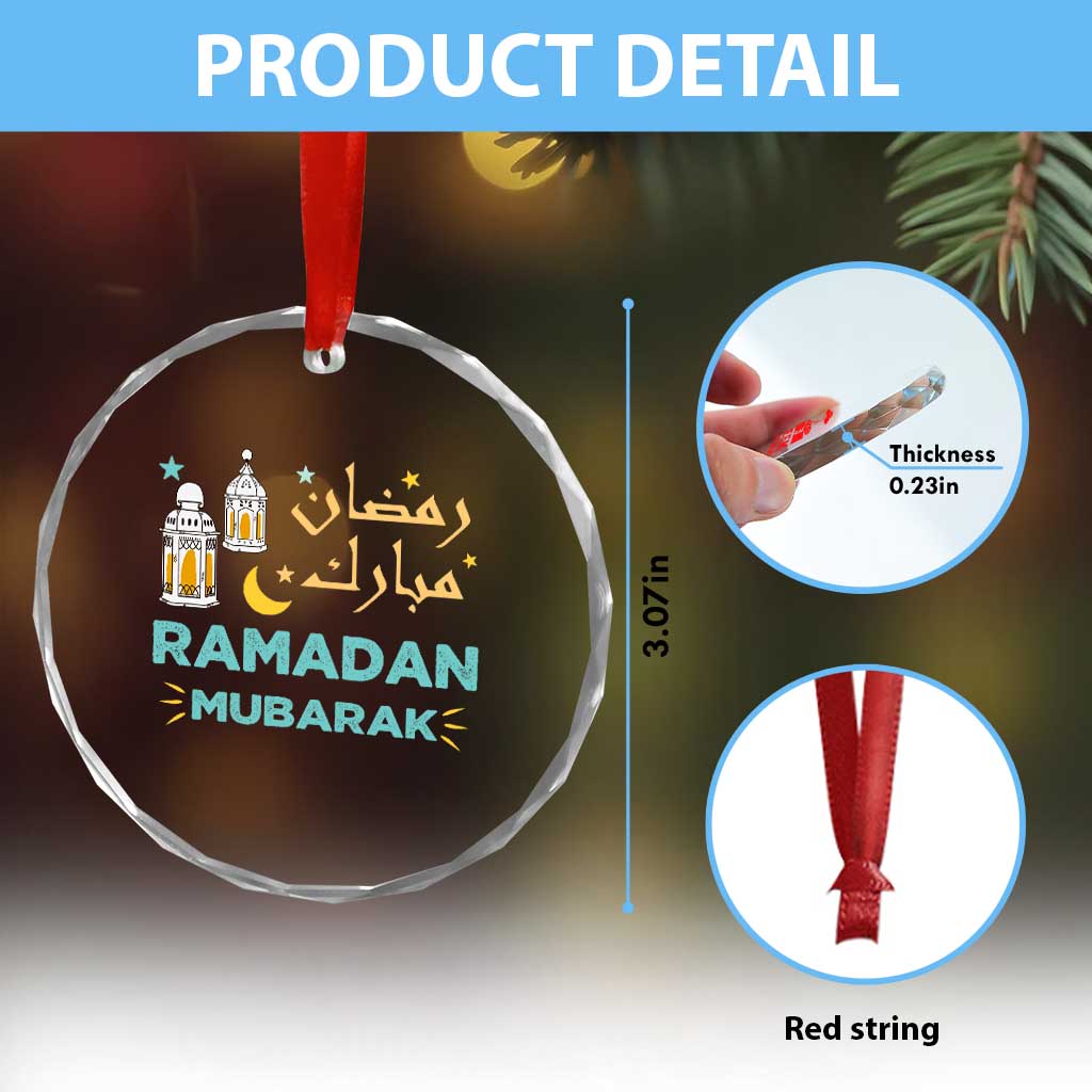 Ramadan Mubarak Muslim Crystal Glass Ornament - Wonder Print Shop