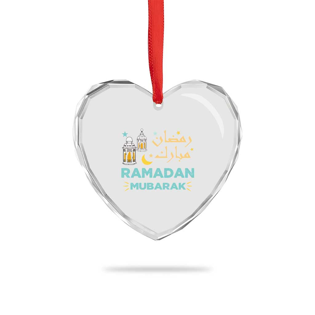Ramadan Mubarak Muslim Heart Crystal Glass Ornament - Wonder Print Shop