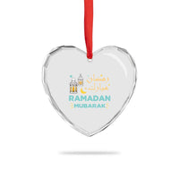 Ramadan Mubarak Muslim Heart Crystal Glass Ornament - Wonder Print Shop