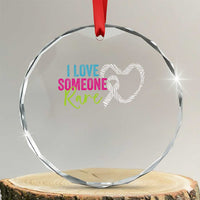 Rare Disease Awareness Crystal Glass Ornament I Love Someone Rare Zebra Ribbon