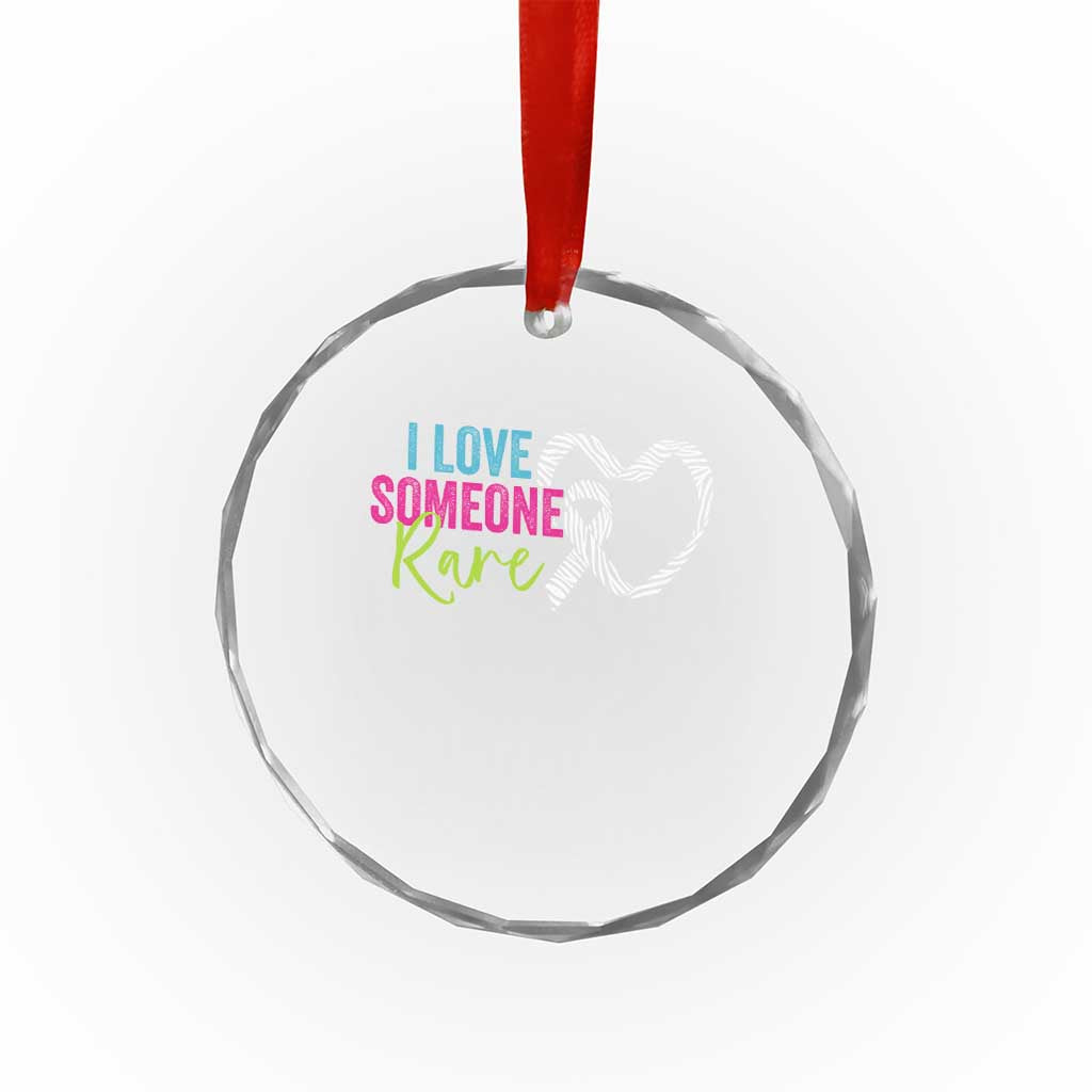 Rare Disease Awareness Crystal Glass Ornament I Love Someone Rare Zebra Ribbon