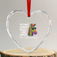 Rare Disease Awareness Heart Crystal Glass Ornament It Is Not Always Black And White Colorful Zebra