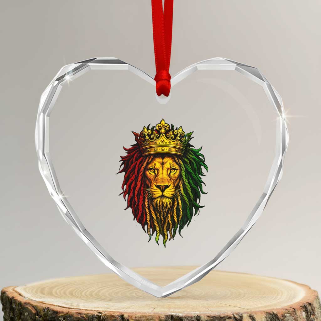 Rasta Reggae Lion Heart Crystal Glass Ornament Jamaican Pride Lion of Judah Gift for Rastafari - Wonder Print Shop