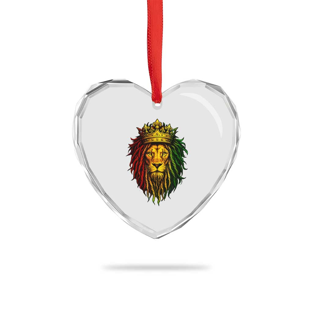 Rasta Reggae Lion Heart Crystal Glass Ornament Jamaican Pride Lion of Judah Gift for Rastafari - Wonder Print Shop