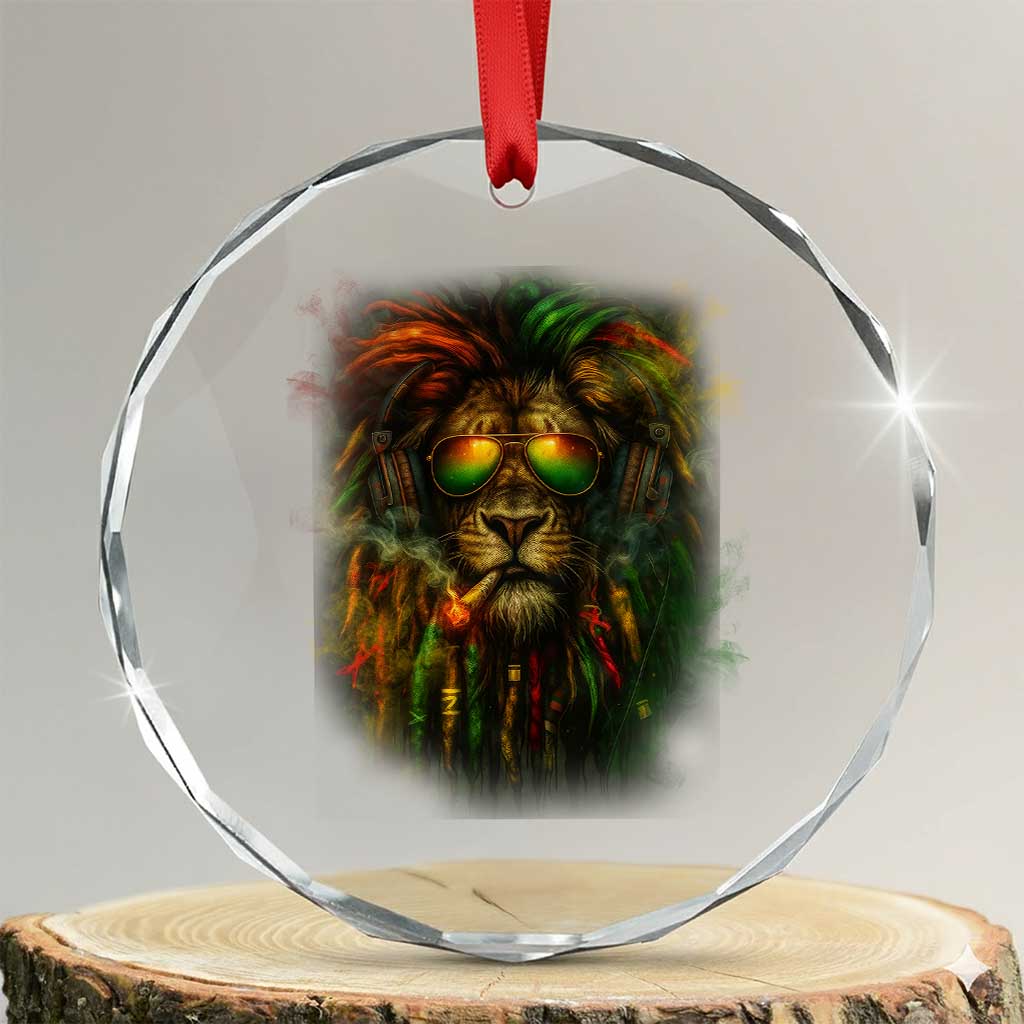 Rasta Reggae Lion Smoking Weed Crystal Glass Ornament Jamaican Reggae Music and Weed Lovers - Wonder Print Shop