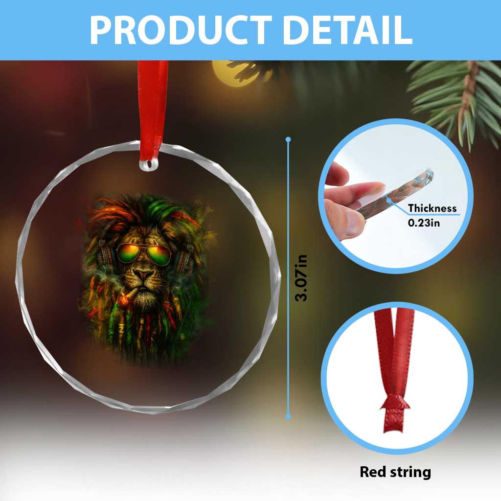Rasta Reggae Lion Smoking Weed Crystal Glass Ornament Jamaican Reggae Music and Weed Lovers - Wonder Print Shop