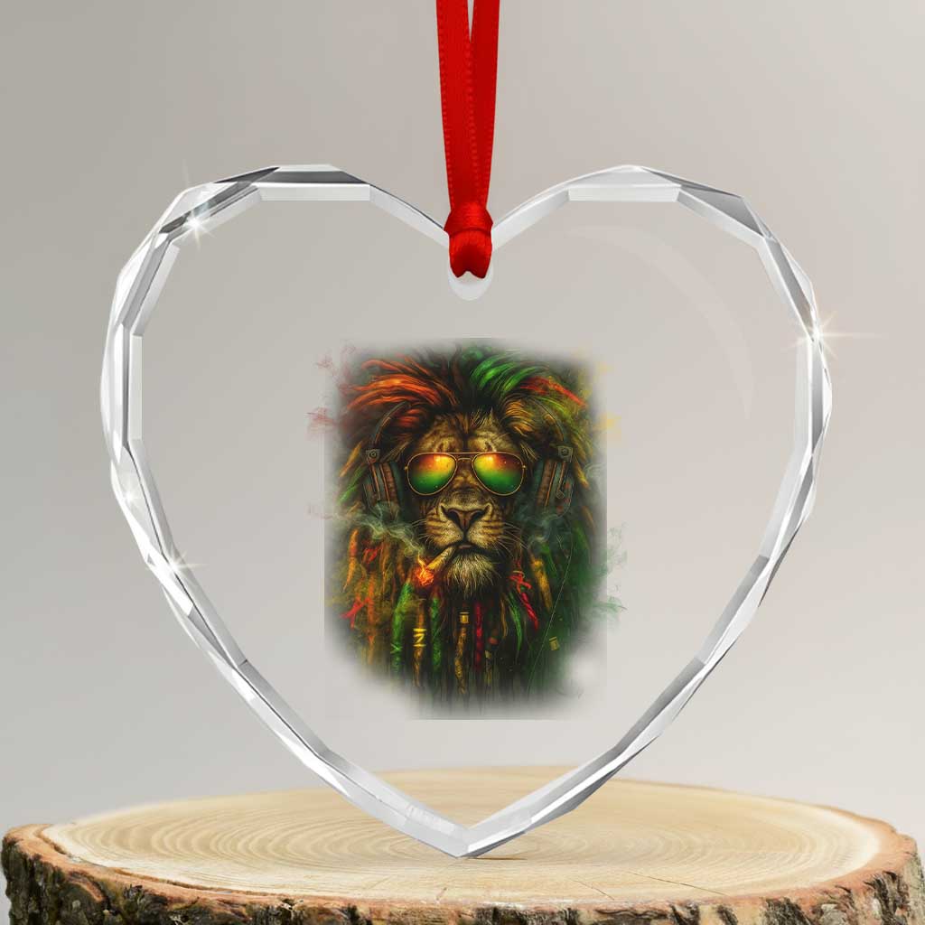 Rasta Reggae Lion Smoking Weed Heart Crystal Glass Ornament Jamaican Reggae Music and Weed Lovers - Wonder Print Shop