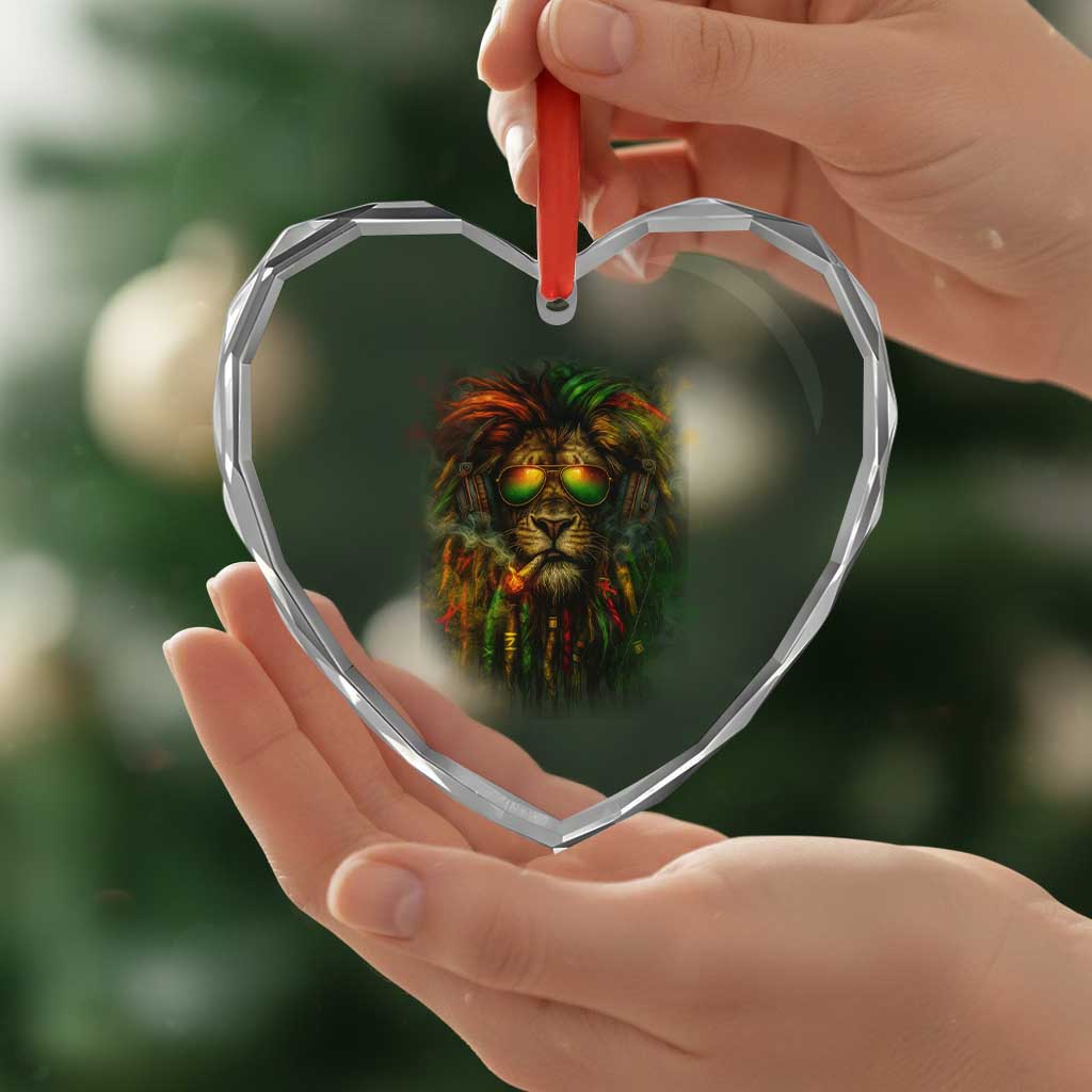 Rasta Reggae Lion Smoking Weed Heart Crystal Glass Ornament Jamaican Reggae Music and Weed Lovers - Wonder Print Shop