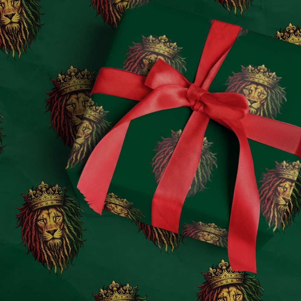 Rasta Reggae Lion Wrapping Paper Roll Jamaican Pride Lion of Judah Gift for Rastafari - Wonder Print Shop