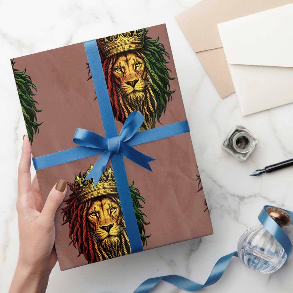 Rasta Reggae Lion Wrapping Paper Roll Jamaican Pride Lion of Judah Gift for Rastafari - Wonder Print Shop
