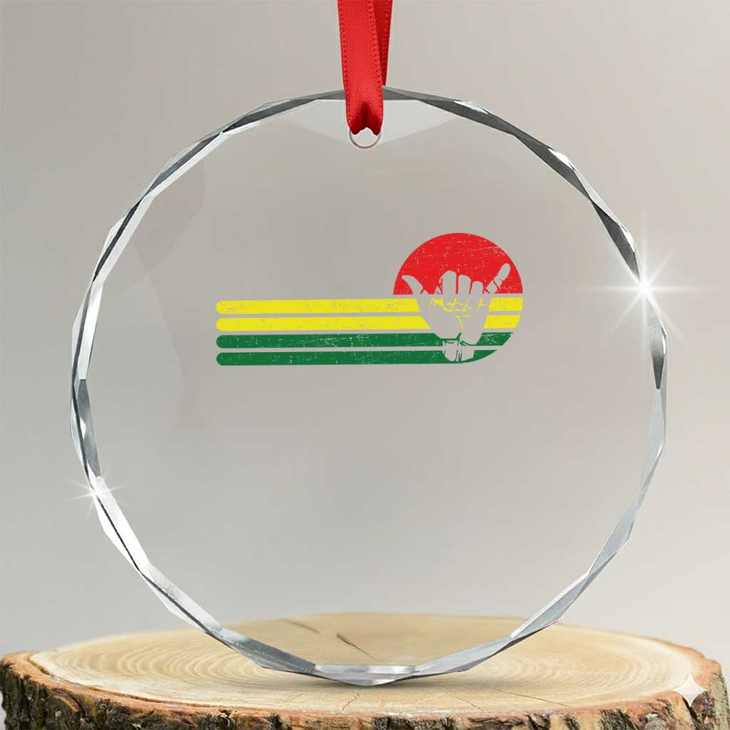 Rasta Reggae Shaka Hand Crystal Glass Ornament Retro Vintage Jamaica Flag Rasta Hawaii Shaka Sign - Wonder Print Shop