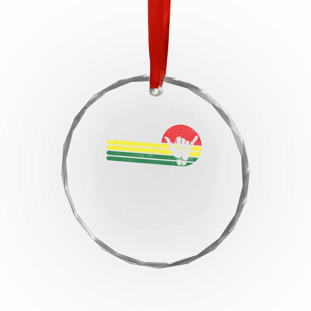 Rasta Reggae Shaka Hand Crystal Glass Ornament Retro Vintage Jamaica Flag Rasta Hawaii Shaka Sign - Wonder Print Shop