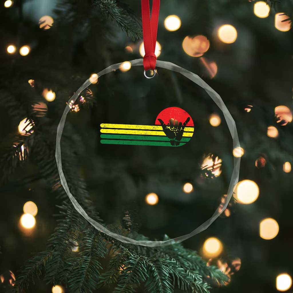 Rasta Reggae Shaka Hand Crystal Glass Ornament Retro Vintage Jamaica Flag Rasta Hawaii Shaka Sign - Wonder Print Shop
