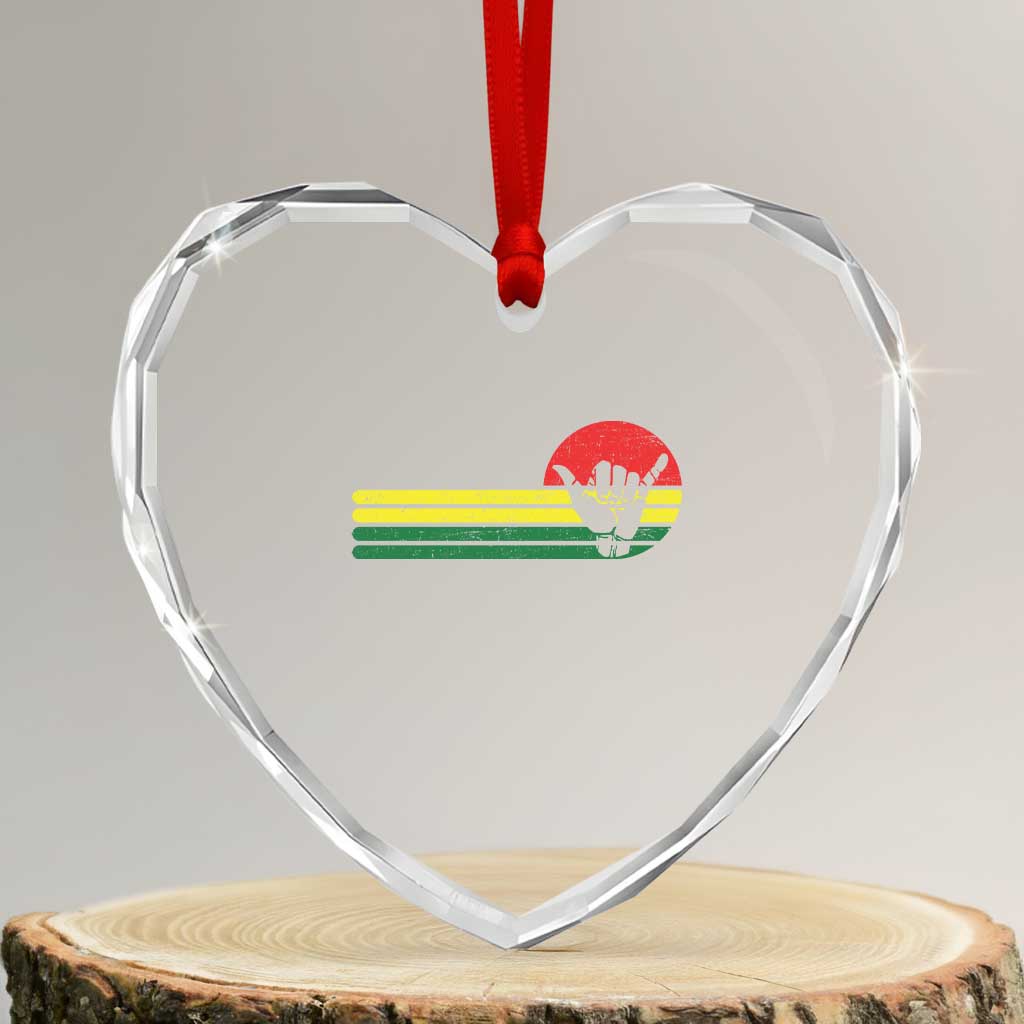 Rasta Reggae Shaka Hand Heart Crystal Glass Ornament Retro Vintage Jamaica Flag Rasta Hawaii Shaka Sign - Wonder Print Shop