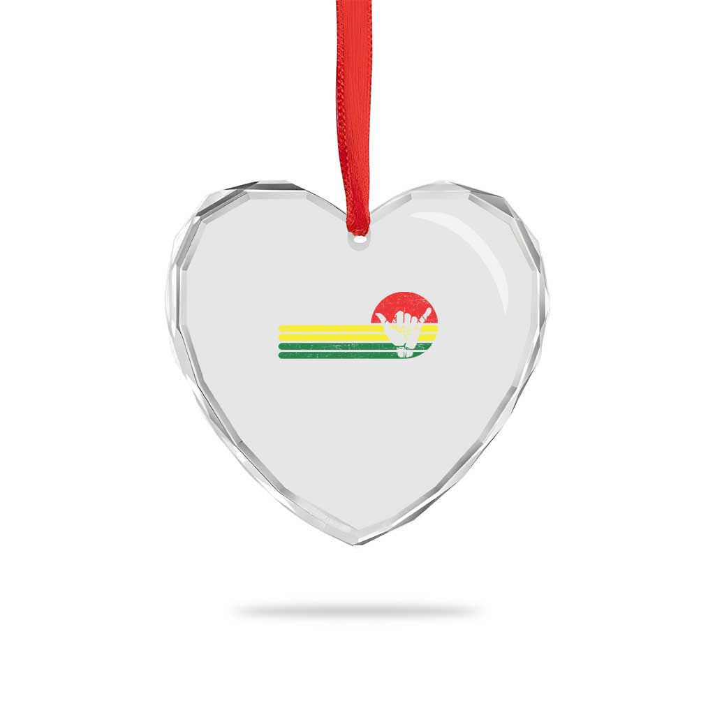 Rasta Reggae Shaka Hand Heart Crystal Glass Ornament Retro Vintage Jamaica Flag Rasta Hawaii Shaka Sign - Wonder Print Shop