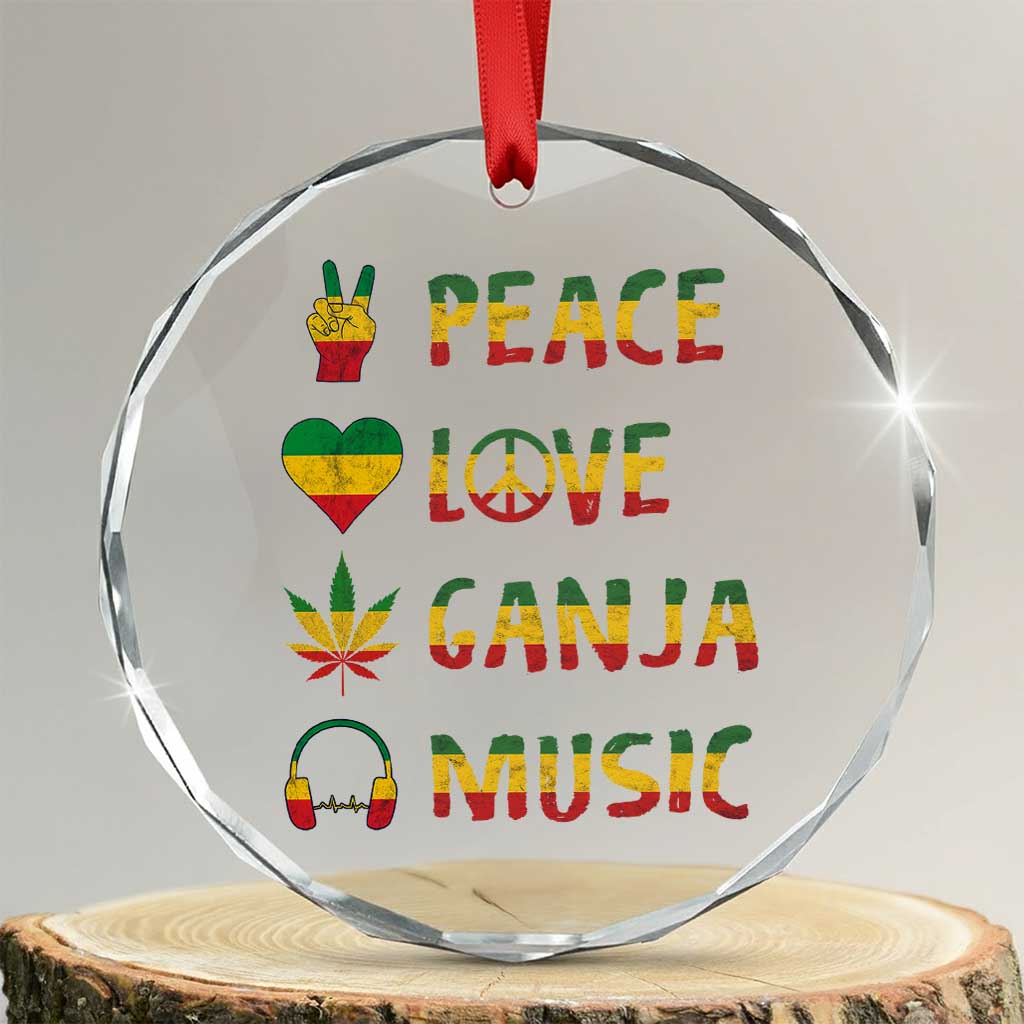 Rasta Weed Crystal Glass Ornament Peace Love Ganja Marijuana Cannabis Reggae Music - Wonder Print Shop