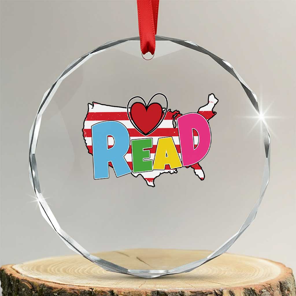 Read Lover America Map Crystal Glass Ornament National Reading Month Bookish Book Lovers - Wonder Print Shop