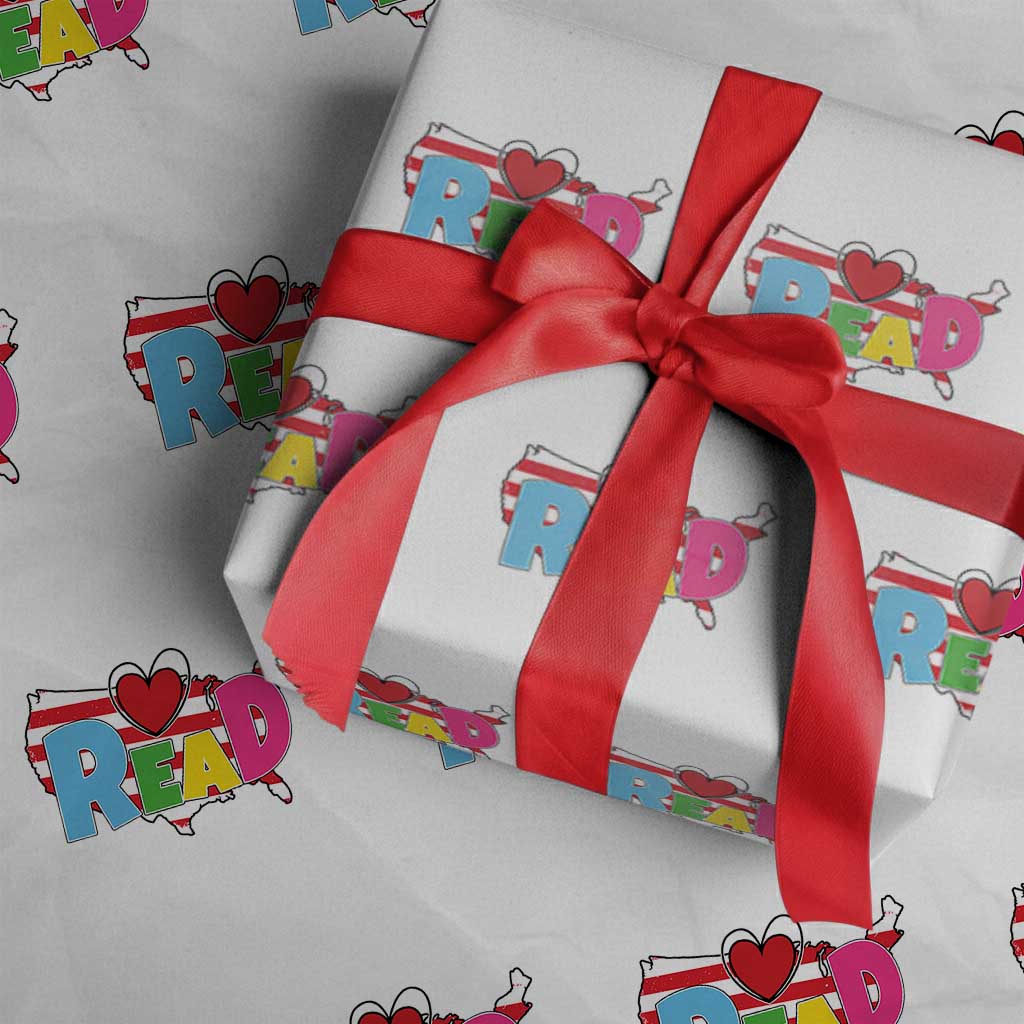 Read Lover America Map Wrapping Paper Roll National Reading Month Bookish Book Lovers - Wonder Print Shop