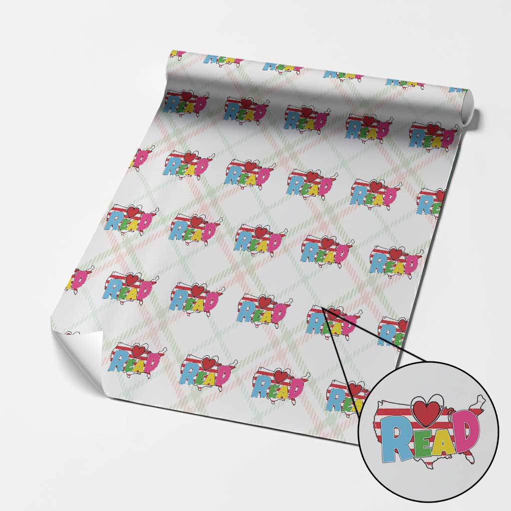 Read Lover America Map Wrapping Paper Roll National Reading Month Bookish Book Lovers - Wonder Print Shop