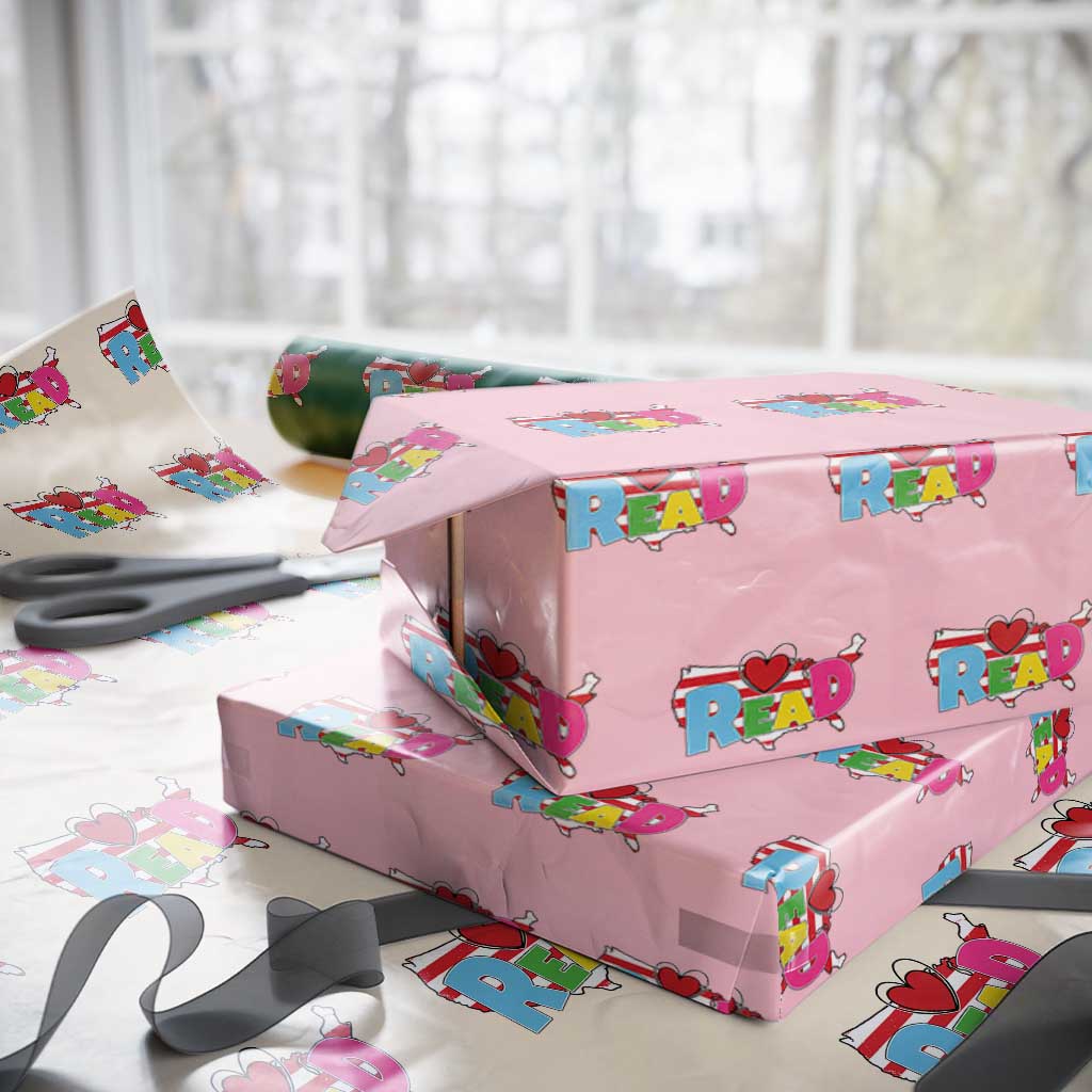 Read Lover America Map Wrapping Paper Roll National Reading Month Bookish Book Lovers - Wonder Print Shop