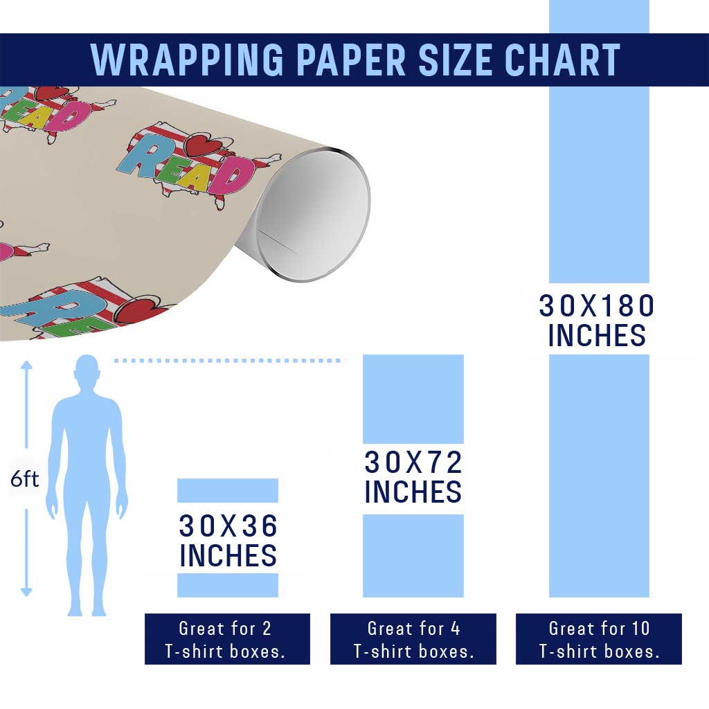 Read Lover America Map Wrapping Paper Roll National Reading Month Bookish Book Lovers - Wonder Print Shop