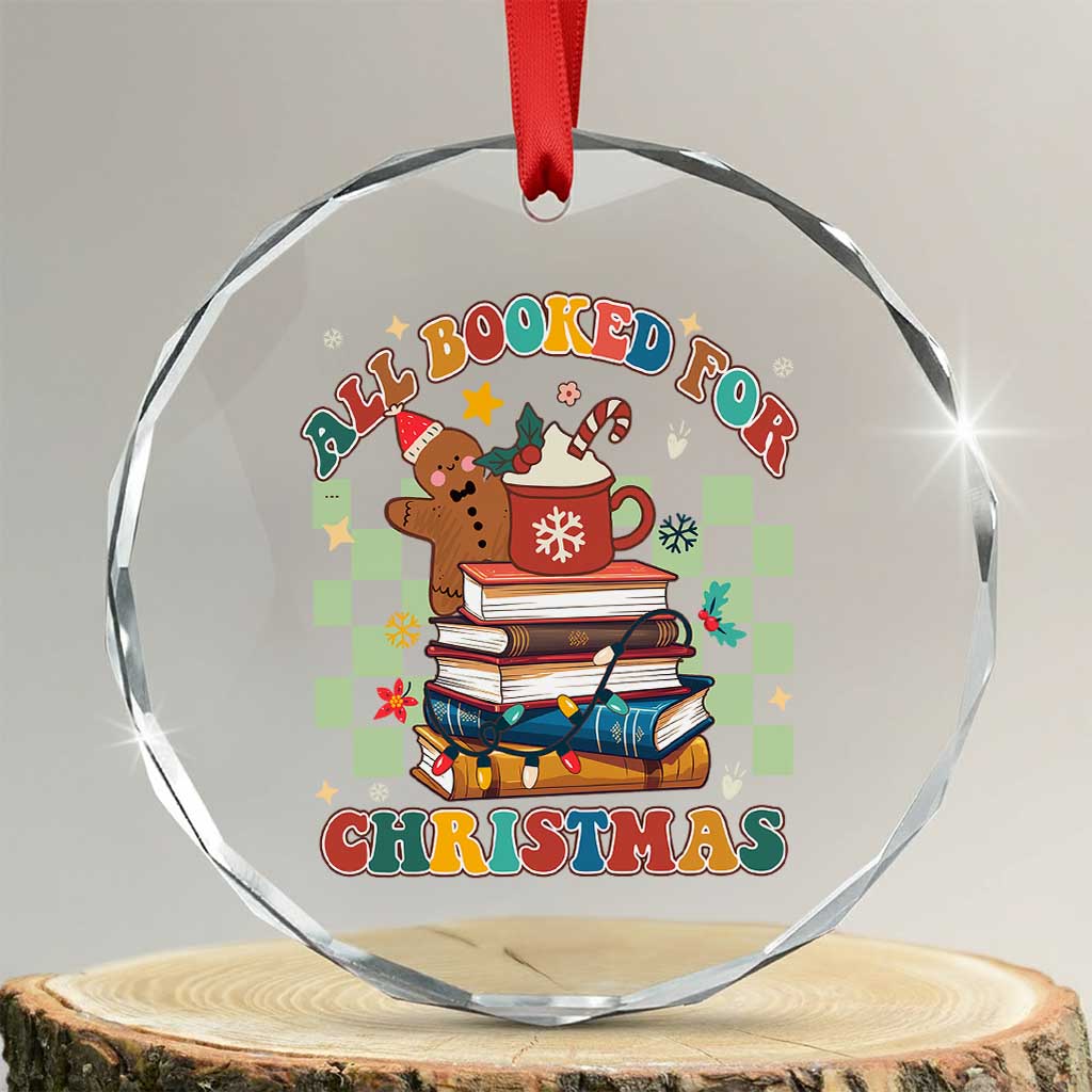 Reading Christmas Crystal Glass Ornament All Booked For Xmas Books and Cocoa Lover TS02