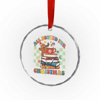 Reading Christmas Crystal Glass Ornament All Booked For Xmas Books and Cocoa Lover TS02