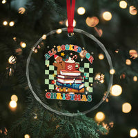 Reading Christmas Crystal Glass Ornament All Booked For Xmas Books and Cocoa Lover TS02