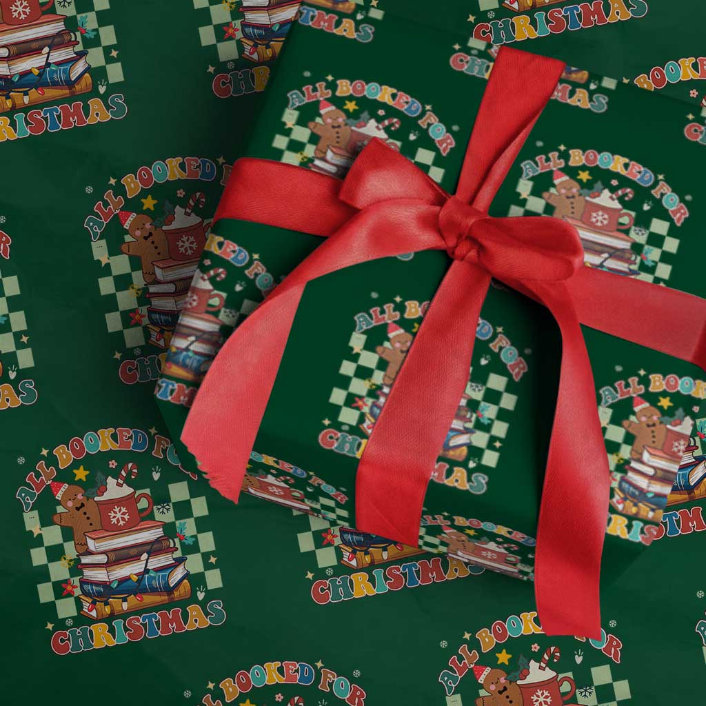 Reading Christmas Wrapping Paper Roll All Booked For Xmas Books and Cocoa Lover