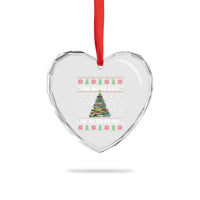 Reading Christmas Heart Crystal Glass Ornament Oh What Fun It Is To Read Books Xmas Tree Funny Ugly Sweater - Wonder Print Shop