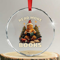 Reading Gingerbread Crystal Glass Ornament Read More Books Funny Christmas Teacher Student Book Lovers TS02