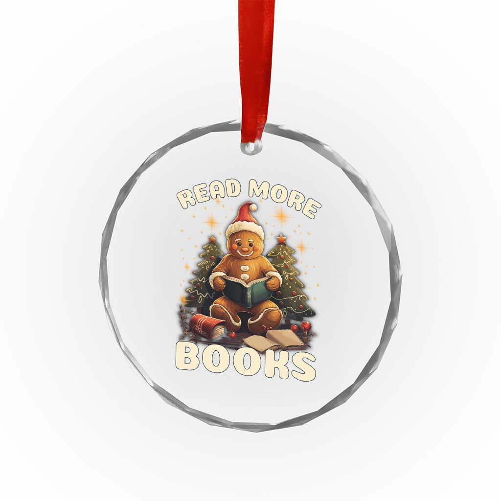 Reading Gingerbread Crystal Glass Ornament Read More Books Funny Christmas Teacher Student Book Lovers TS02