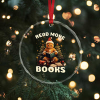 Reading Gingerbread Crystal Glass Ornament Read More Books Funny Christmas Teacher Student Book Lovers TS02