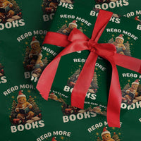 Reading Gingerbread Wrapping Paper Roll Read More Books Funny Christmas Teacher Student Book Lovers