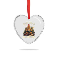 Reading Gingerbread Heart Crystal Glass Ornament Read More Books Funny Christmas Teacher Student Book Lovers - Wonder Print Shop