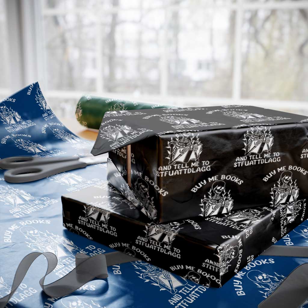 Reading Skeleton Wrapping Paper Roll Buy Me Books And Tell Me To STFUATTDLAGG Funny Smut Reader