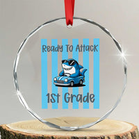 Ready To Attack 1st Grade Crystal Glass Ornament Funny Shark Driving Car Back To School