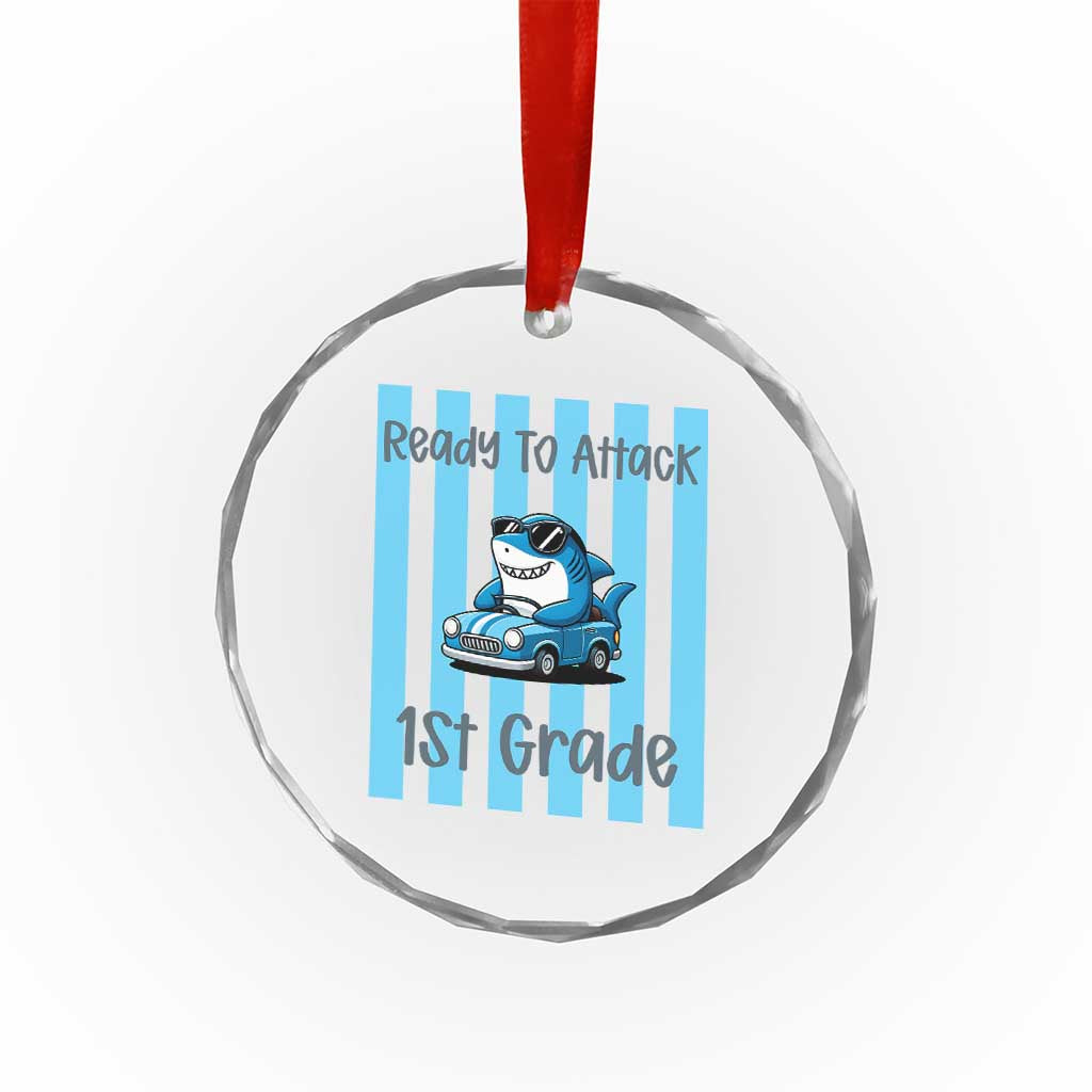 Ready To Attack 1st Grade Crystal Glass Ornament Funny Shark Driving Car Back To School
