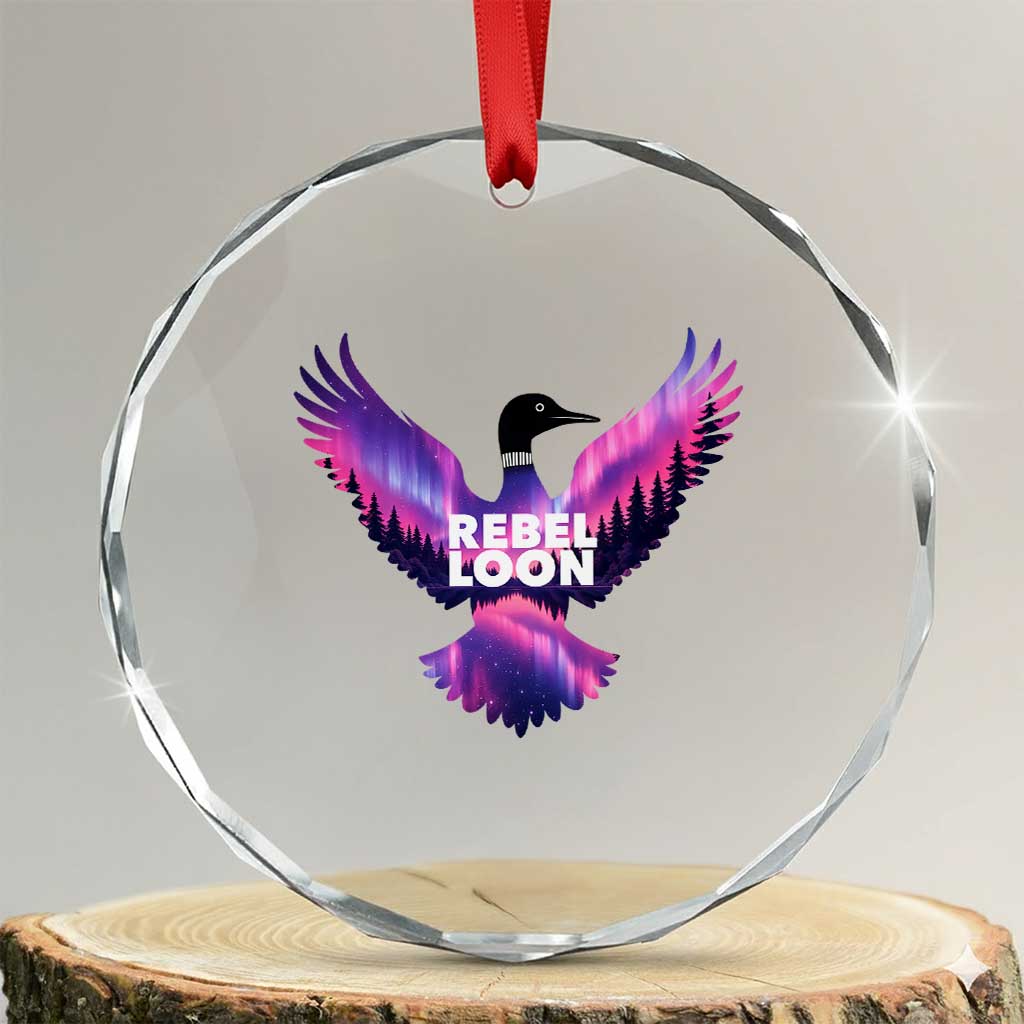Rebel Loon Aurora Northern Lights Crystal Glass Ornament Minnesota Night Sky Politcal Resistance