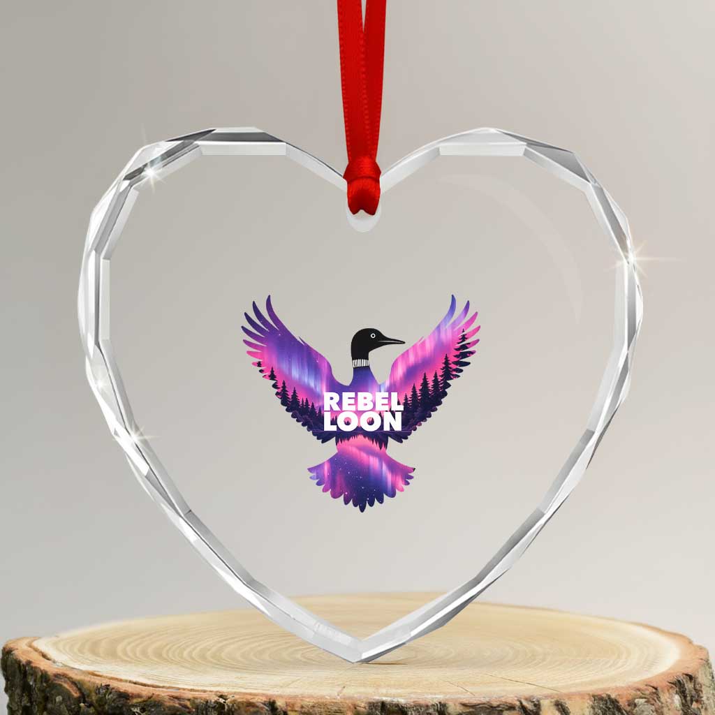 Rebel Loon Aurora Northern Lights Heart Crystal Glass Ornament Minnesota Night Sky Politcal Resistance